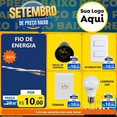 Modelo de Rede Social para Feed Facebook com o tema Setembro De Preço Baixo para Materiais Elétricos
