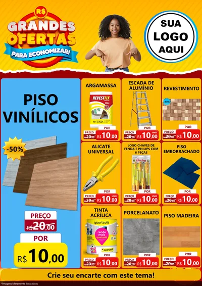 Modelo de Encarte para Encarte A4 Vertical com o tema Grandes Ofertas Para Economizar! para Material para Construção