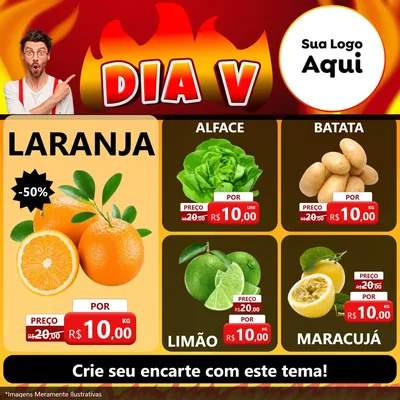 Modelo de Rede Social para Feed Facebook com o tema Dia V para Hortifrúti