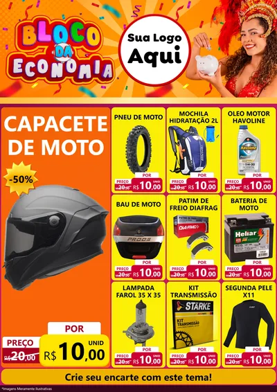 Modelo de Encarte para Encarte A4 Vertical com o tema Bloco da Economia para Moto peças
