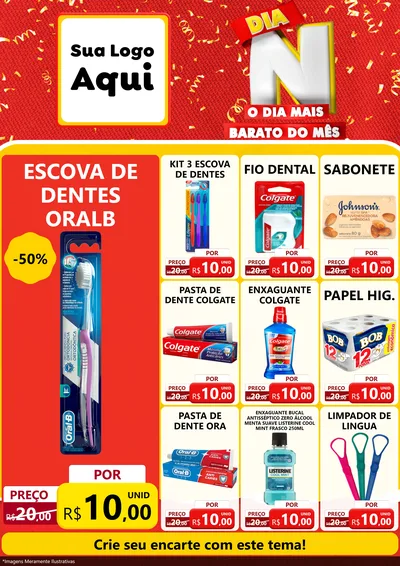 Modelo de Encarte para Encarte A4 Vertical com o tema Dia N o Dia Mais Barato do Mês para Higiene Pessoal