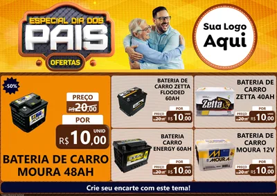Modelo de Encarte para Encarte A4 Horizontal com o tema Especial Dia dos Pais para Baterias Elétricas