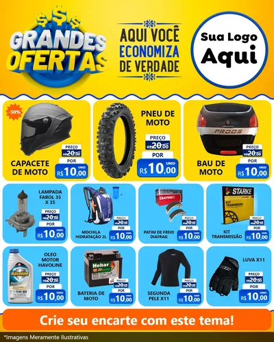 Modelo de Rede Social para Feed Instagram com o tema Grandes Ofertas para Moto peças