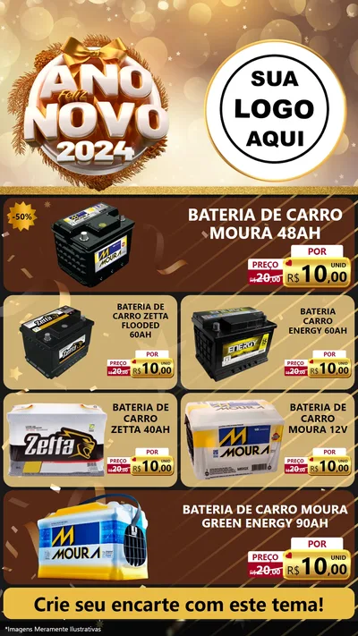 Modelo de TV para TV Vertical com o tema Feliz Ano Novo 2027 para Baterias Elétricas