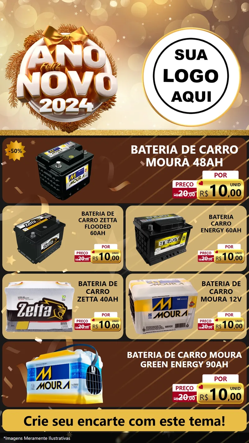 Modelo de TV para TV Vertical com o tema Feliz Ano Novo 2027 para Baterias Elétricas