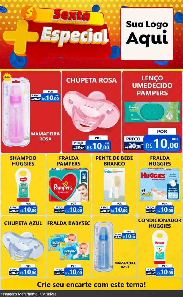 Modelo de Encarte para Encarte Grande com o tema Sexta Mais Especial para Bebês