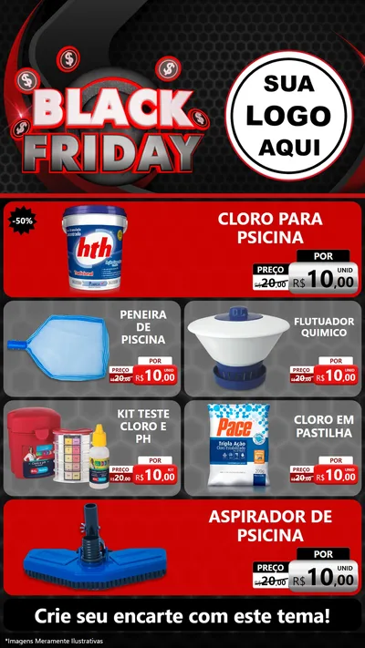 Modelo de TV para TV Vertical com o tema Black Friday para Produtos para Piscina