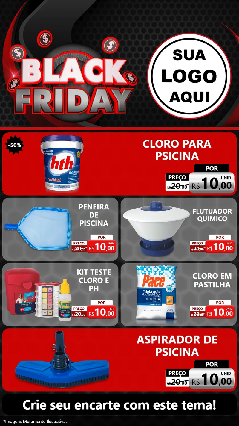 Modelo de TV para TV Vertical com o tema Black Friday para Produtos para Piscina