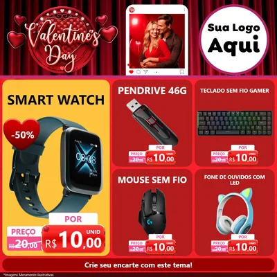 Modelo de Rede Social para Feed Facebook com o tema Valentine's Day para Informática