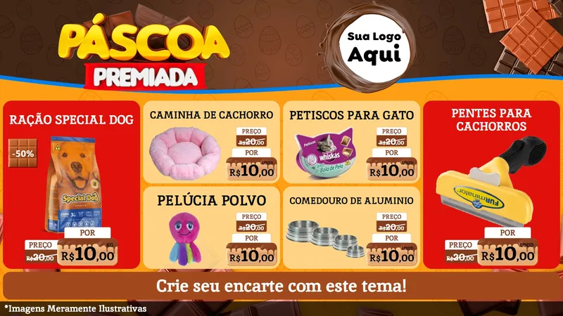 Modelo de TV para TV Horizontal com o tema Páscoa Premiada para Pet Shop