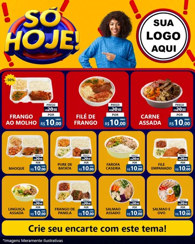 Modelo de Rede Social para Feed Instagram com o tema Só Hoje! para Restaurante