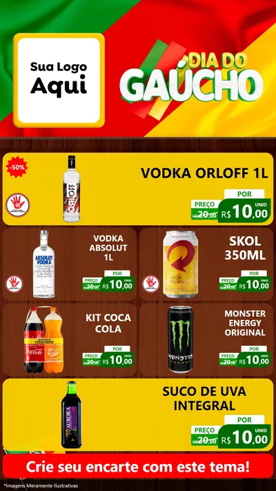 Modelo de TV para TV Vertical com o tema Dia do Gaúcho para Distribuidora de bebidas