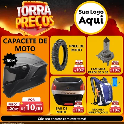 Modelo de Rede Social para Feed Facebook com o tema Torra Preços para Moto peças