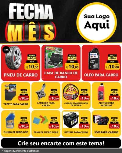 Modelo de Rede Social para Feed Instagram com o tema Fecha Mês para Auto peças