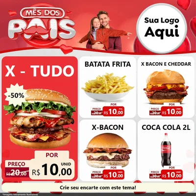 Modelo de Rede Social para Feed Facebook com o tema Mês dos Pais para Hamburgueria