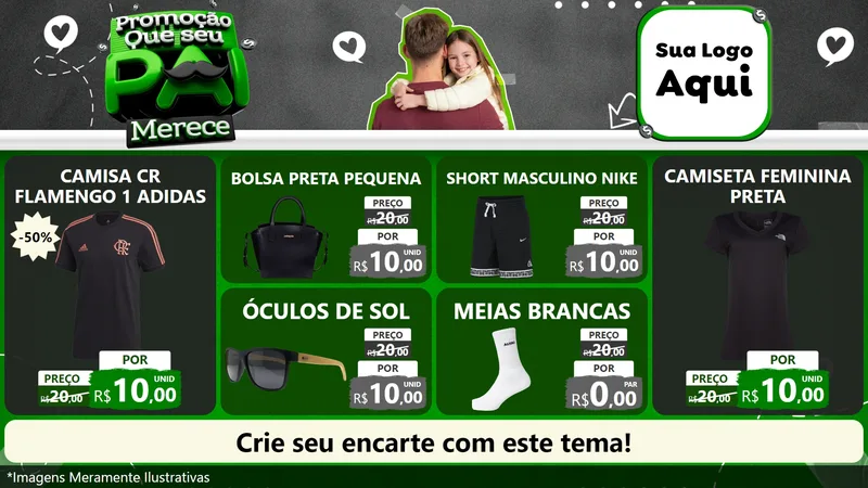 Modelo de TV para TV Horizontal com o tema Promoção Que seu Pai Merece para Roupas e acessórios