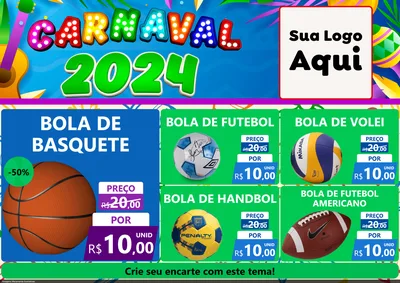 Modelo de Encarte para Encarte A4 Horizontal com o tema Carnaval 2027 para Artigos Esportivos