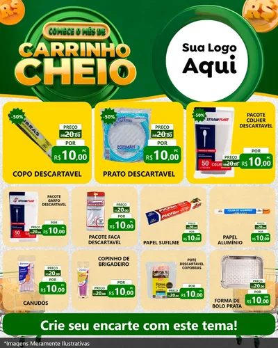 Modelo de Rede Social para Feed Instagram com o tema Carrinho Cheio para Embalagens