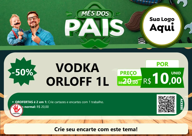 Modelo de Cartaz para Cartaz A4 Horizontal com o tema Mês dos Pais para Distribuidora de bebidas