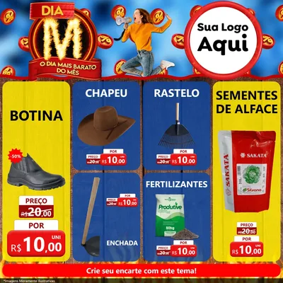Modelo de Rede Social para Feed Facebook com o tema Dia M - O Dia Mais Barato Do Mês para Agropecuária