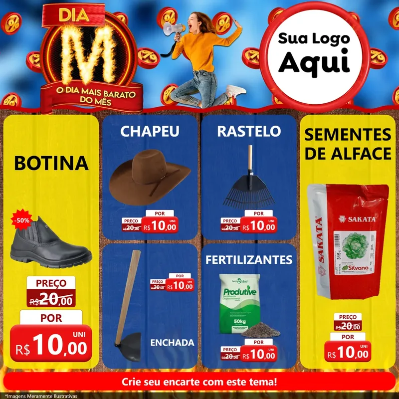 Modelo de Rede Social para Feed Facebook com o tema Dia M - O Dia Mais Barato Do Mês para Agropecuária