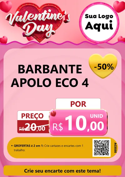 Modelo de Cartaz para Cartaz A4 Vertical com o tema Valentine's Day para Armarinho e Aviamentos