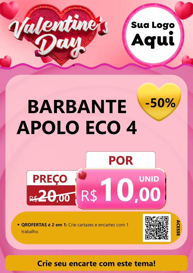 Modelo de Cartaz para Cartaz A4 Vertical com o tema Valentine's Day para Armarinho e Aviamentos