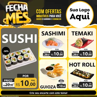 Modelo de Rede Social para Feed Facebook com o tema Fecha Mês para Comida japonesa