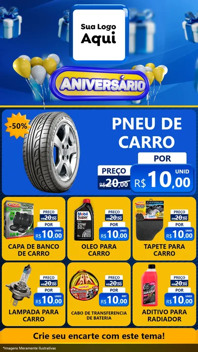 Modelo de Rede Social para Stories com o tema Aniversário para Auto peças