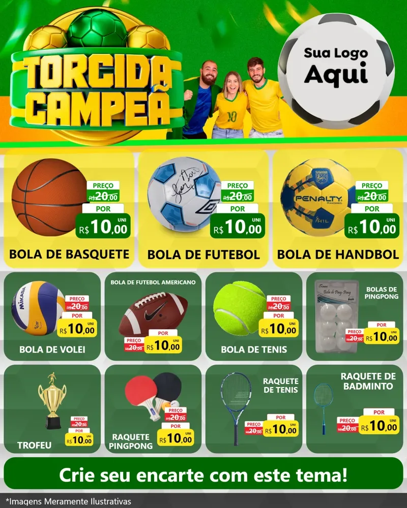 Modelo de Rede Social para Feed Instagram com o tema Torcida Campeã - Copa para Artigos Esportivos