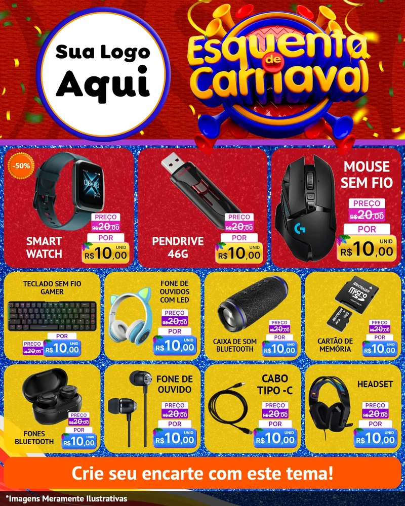 Modelo de Rede Social para Feed Instagram com o tema Esquenta de Carnaval para Informática