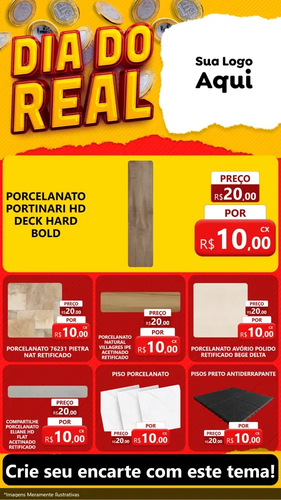 Modelo de Rede Social para Stories com o tema Dia Do Real para Pisos e revestimentos
