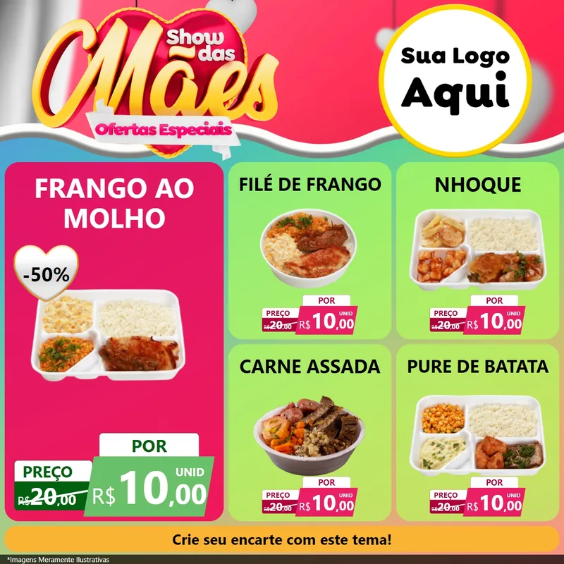 Modelo de Rede Social para Feed Facebook com o tema Show das Mães - Ofertas Especiais para Restaurante