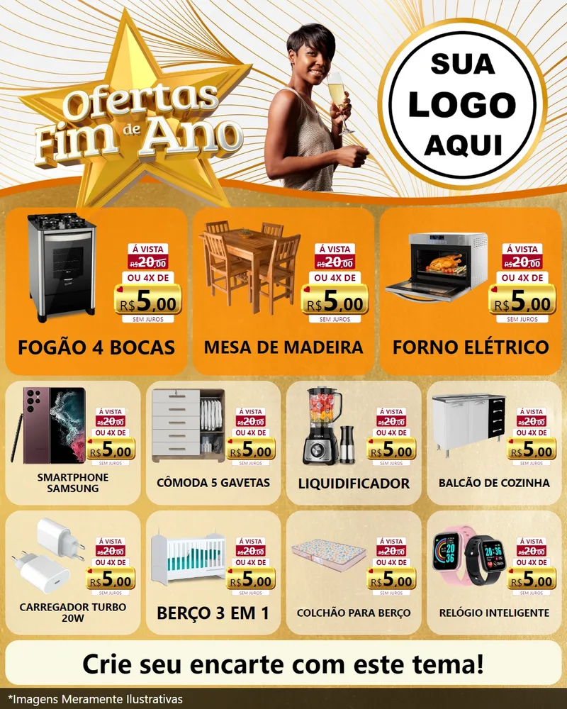 Modelo de Rede Social para Feed Instagram com o tema Ofertas Fim de Ano para Móveis e Eletro