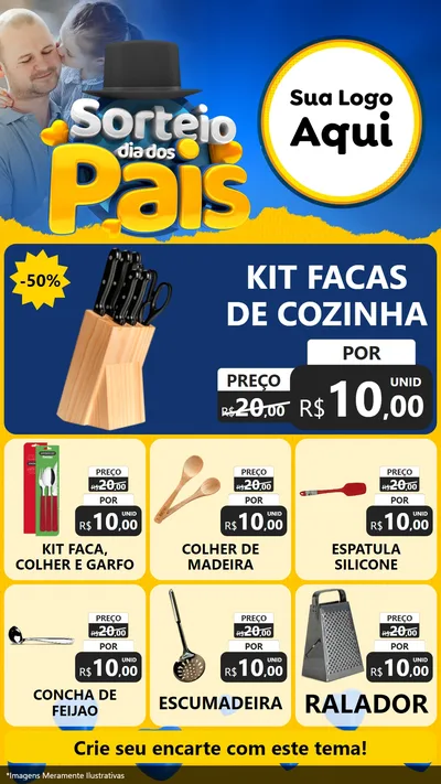 Modelo de Rede Social para Stories com o tema Sorteio Dia Dos Pais para Utilidades Domésticas