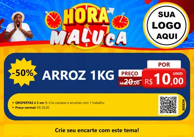 Modelo de Cartaz para Cartaz A4 Horizontal com o tema Hora Maluca para Supermercado
