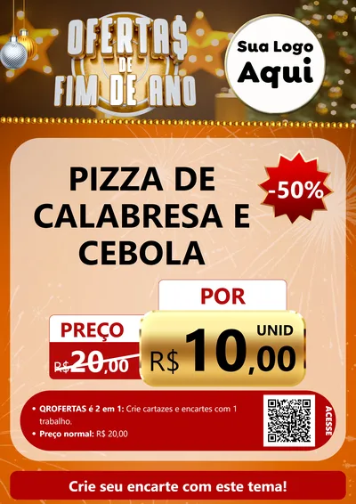 Modelo de Cartaz para Cartaz A4 Vertical com o tema Ofertas de Fim de Ano para Pizzaria