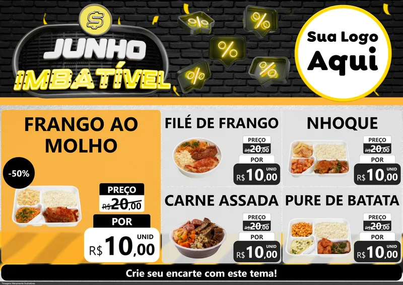 Modelo de Encarte para Encarte A4 Horizontal com o tema Junho Imbatível para Restaurante