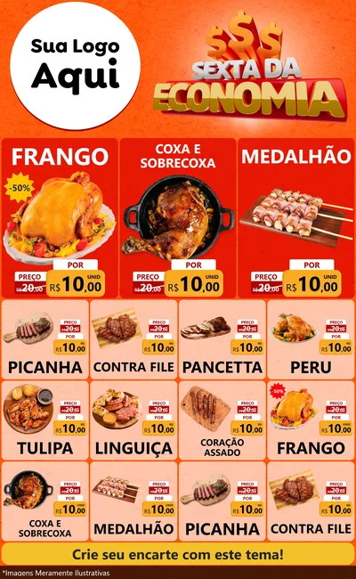 Modelo de Encarte para Encarte Grande com o tema Sexta da Economia para Assados