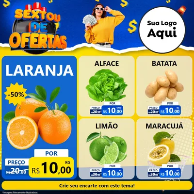 Modelo de Rede Social para Feed Facebook com o tema Sextou de Ofertas para Hortifrúti