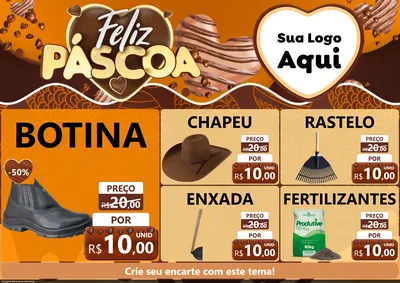 Modelo de Encarte para Encarte A4 Horizontal com o tema Feliz Páscoa para Agropecuária