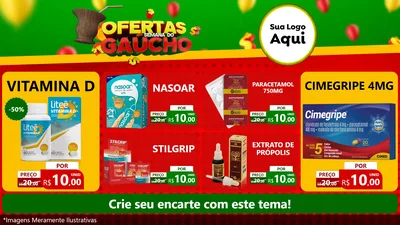 Modelo de TV para TV Horizontal com o tema Ofertas Semana Do Gaúcho para Farmácia