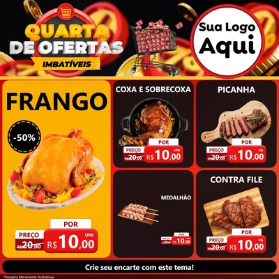 Modelo de Rede Social para Feed Facebook com o tema Quarta de Ofertas Imbatíveis para Assados