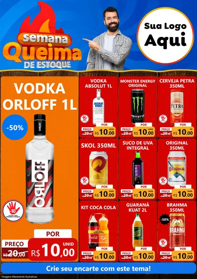 Modelo de Encarte para Encarte A4 Vertical com o tema Semana Queima de Estoque para Distribuidora de bebidas