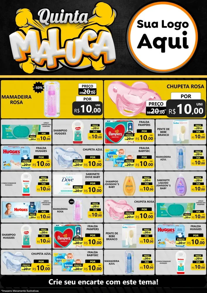 Modelo de Encarte para Encarte A4 Vertical com o tema Quinta Maluca para Bebês