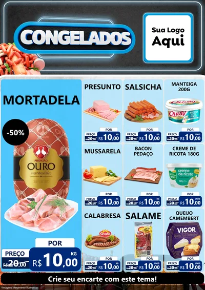 Modelo de Encarte para Encarte A4 Vertical com o tema Congelados para Frios e Laticínios