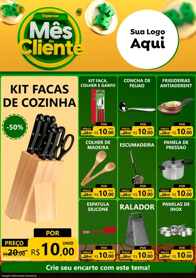 Modelo de Encarte para Encarte A4 Vertical com o tema Especial Mês do Cliente para Utilidades Domésticas