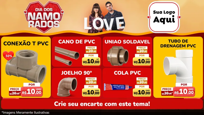 Modelo de TV para TV Horizontal com o tema Dia dos Namorados para Tubos e conexões