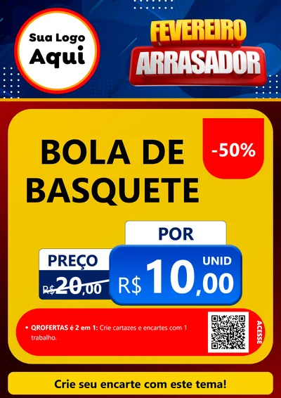 Modelo de Cartaz para Cartaz A4 Vertical com o tema Fevereiro Arrasador para Artigos Esportivos
