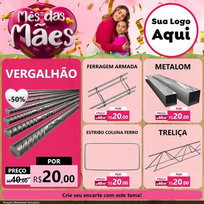 Modelo de Rede Social para Feed Facebook com o tema Mês das Mães para Ferragens